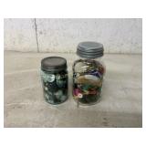 2 BALL JARS WITH BUTTONS