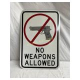 METAL NO WEAPONS ALLOWED SIGN