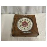 WOODEN FIRE FIGHTER GLASS FACE CLOCK