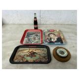 COCA COLA  ANHEUSER BUSH TRAYS  DR. PEPPER BOTTLE