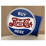 DOUBLE SIDED DOUBLE DOT PEPSI:COLA METAL SIGN