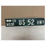 US 52 HIGHWAY METAL SIGN