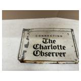 THE CHARLOTTE OBSERVER METAL SIGN