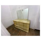 Wooden Dresser with Mirror and Eight Drawers