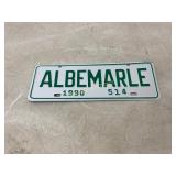 1990 Albemarle License Plate