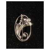 Sterling Silver Floral Lapel Pin