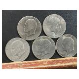 Set of 5 Eisenhower Dollar Coins, 1971