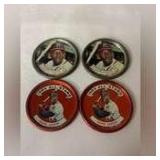 (4) 1964/65 Topps All-Star Coins Hank Aaron Milwaukee Braves