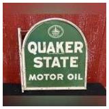 Quaker State Motor Oil DST Tombstone Sign w Bracket