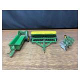 (3) 1/16 John Deere Drill, Spreader, Plow Eska