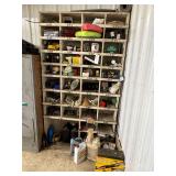 Wooden Parts Bin w/ Contents