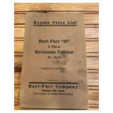 1923 Hart-Parr 30 Tractor Repair Price List