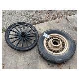 Ford 16" Wire Wheel with Rubber and 23" Ford Model T Wheel with Rubber