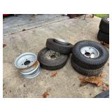 Four Lawn and Garden Tires with Two Extra Rims