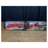 (2) John Deere Fire Truck Banks NIB Ertl