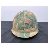 US Military Helmet w/Liner, Chinstrap, & Camo Cover