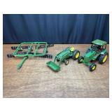 (3) 1/16 John Deere Tractors + Disk