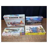 (4) Airplanes, Locomotive, Cannon Models NIB