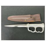 Modern Production Knuckle Knife w/Leather Sheath