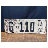 1928 Iowa License Plate