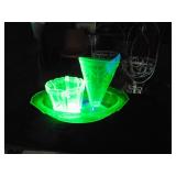 (3) Pieces of Vaseline/Uranium Glass