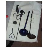 Primitive Steel Yard Scale, Dippers, Hooks, Plus