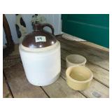 Large Brown & White Crock Jug, Plus