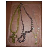 Jewelry-group of 3-Lime cross, beads