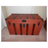 Antique wood flat top trunk-painted and