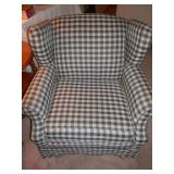 Plaid type upholstered arm chair