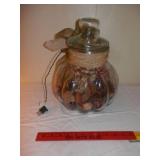 Decorative lighted lg. clear vase with lid