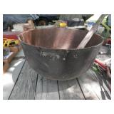Antique 19" cast chower pot with wood stir