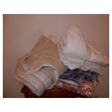 3 bundles -vintage blankets, white bedspead &