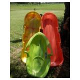 Group of 3-plastic sleds/tobaggans