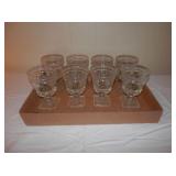 Group of 8 Stemmed Clear Water glasses