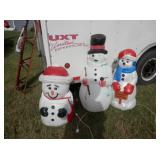 3 Molded Lighted Snowman-yard deco