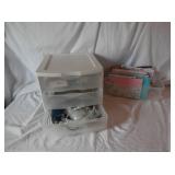 Sterilite storage unit sm. and plastic tray of