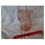 Tall pink depression pitcher 10" H