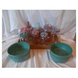 Group of 12- 4 plastic bowls & 8 Mason drink mugs