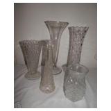 5-clear flower & bud vases