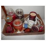 Tray of new and used candles