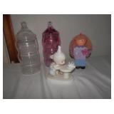 4 items-2 glass decanters w/lids