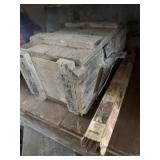 Antique wooden box and contents