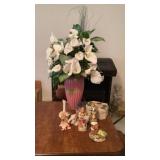 Flowers w/ vase & figurines