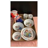 Raggedy Ann & Andy plate, cups, bowls & Andy doll