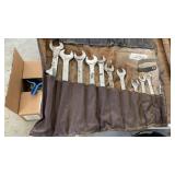 Wrenches & socket wrench in roll up bag