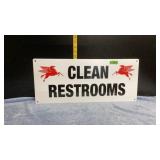 Clean restrooms tin sign