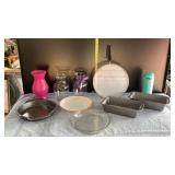 Pie pans, vases, bread/cake pans, masontops glass