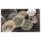 Clear Glass Platers, Milk Glass, Etc