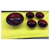 Cape Cod Ruby Red Large Bowl 4 Small Bowls